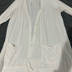 American Eagle White Button-Up Cardigan